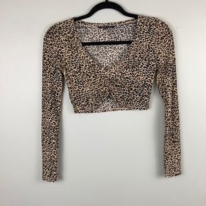 💙 Leopard Print Long Sleeve Shein Crop Top
